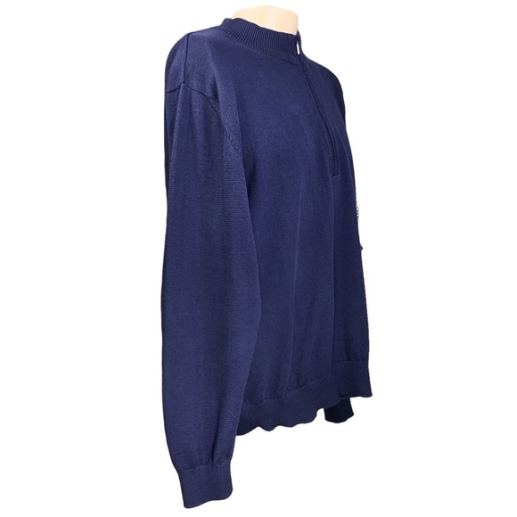 Turtleson Pima Cotton Golf Pullover XL Quarter Zip Navy Preppy Coastal - Picture 2 of 9
